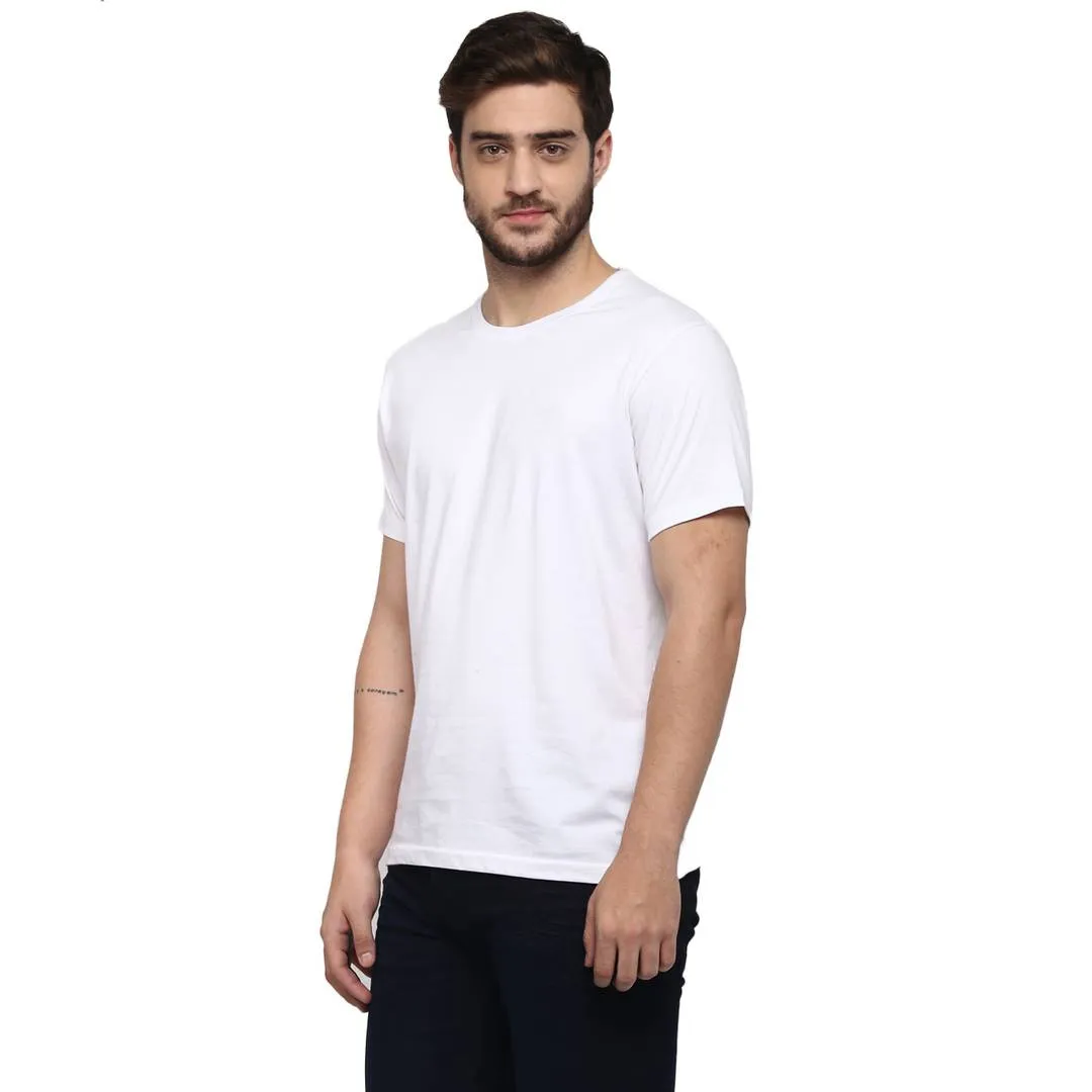 Men's Solid White & Black Round Neck Half Sleeve T-Shirt (Pack of 2)