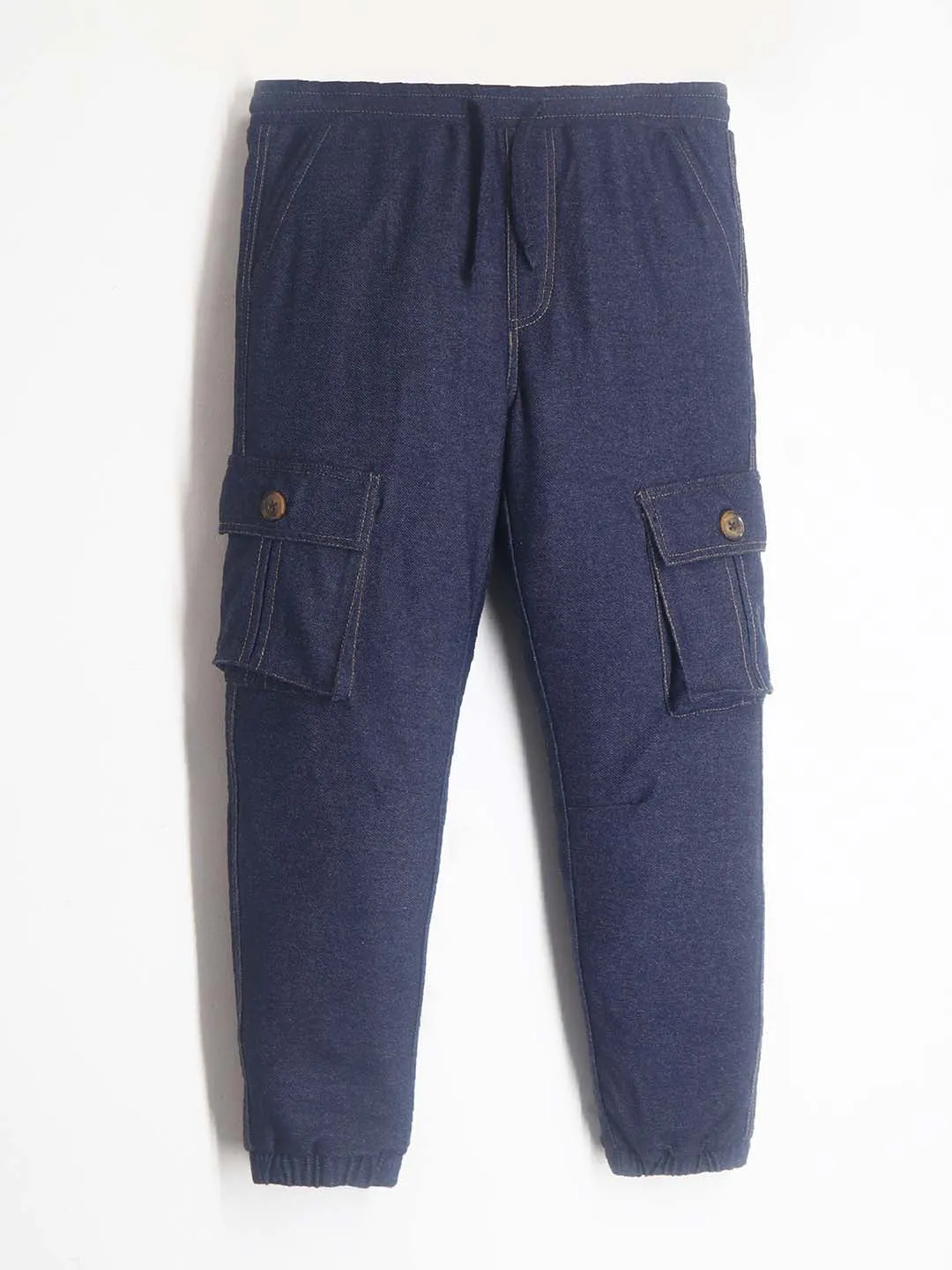 Navy Blue Denim Cargo Pants