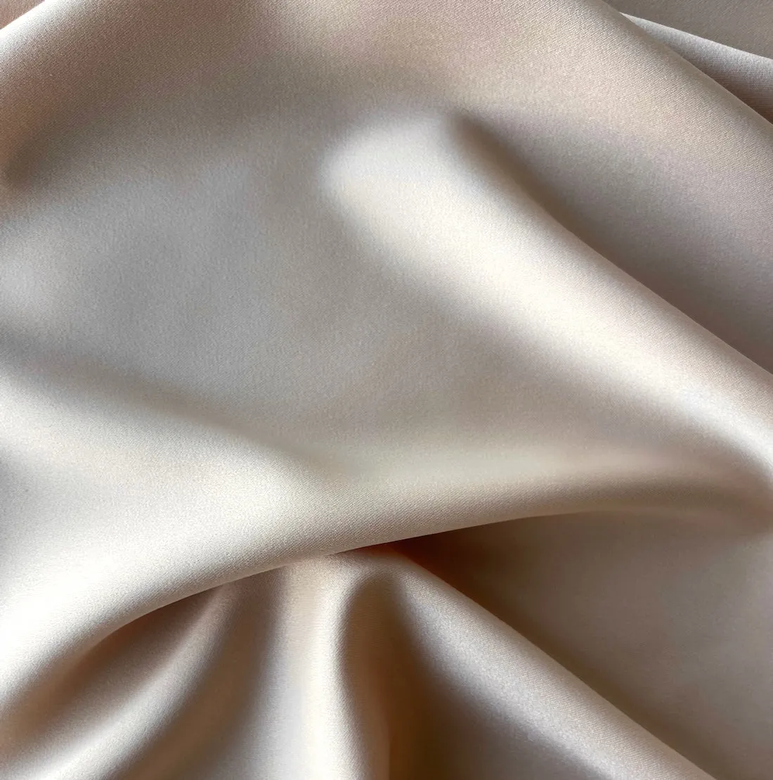 Neutral Beige Stretch Polyester Satin (Made in Korea)