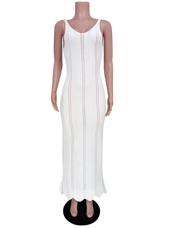 Open Knit Maxi Dress for Women's Beach Party Looks