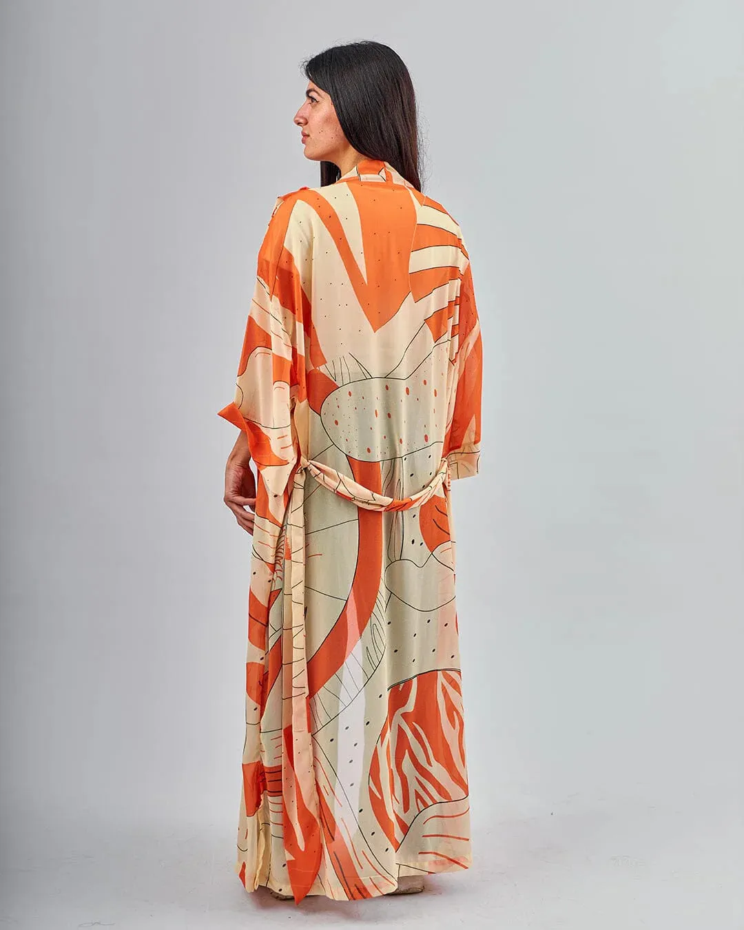 Orange Balloon - Chiffon Kimono - The Makeovr