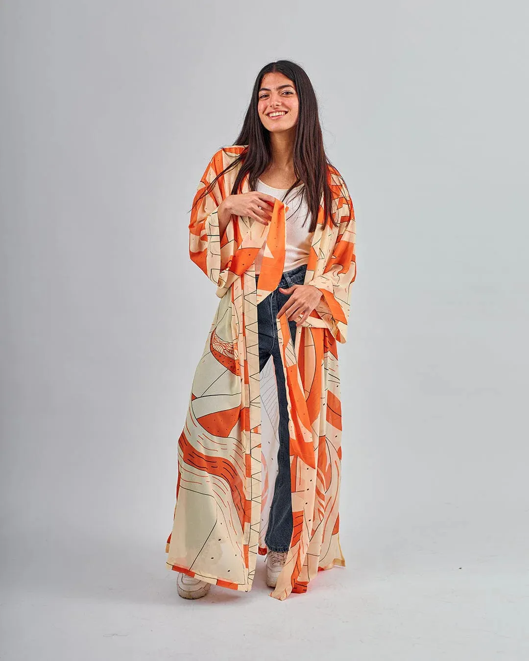 Orange Balloon - Chiffon Kimono - The Makeovr