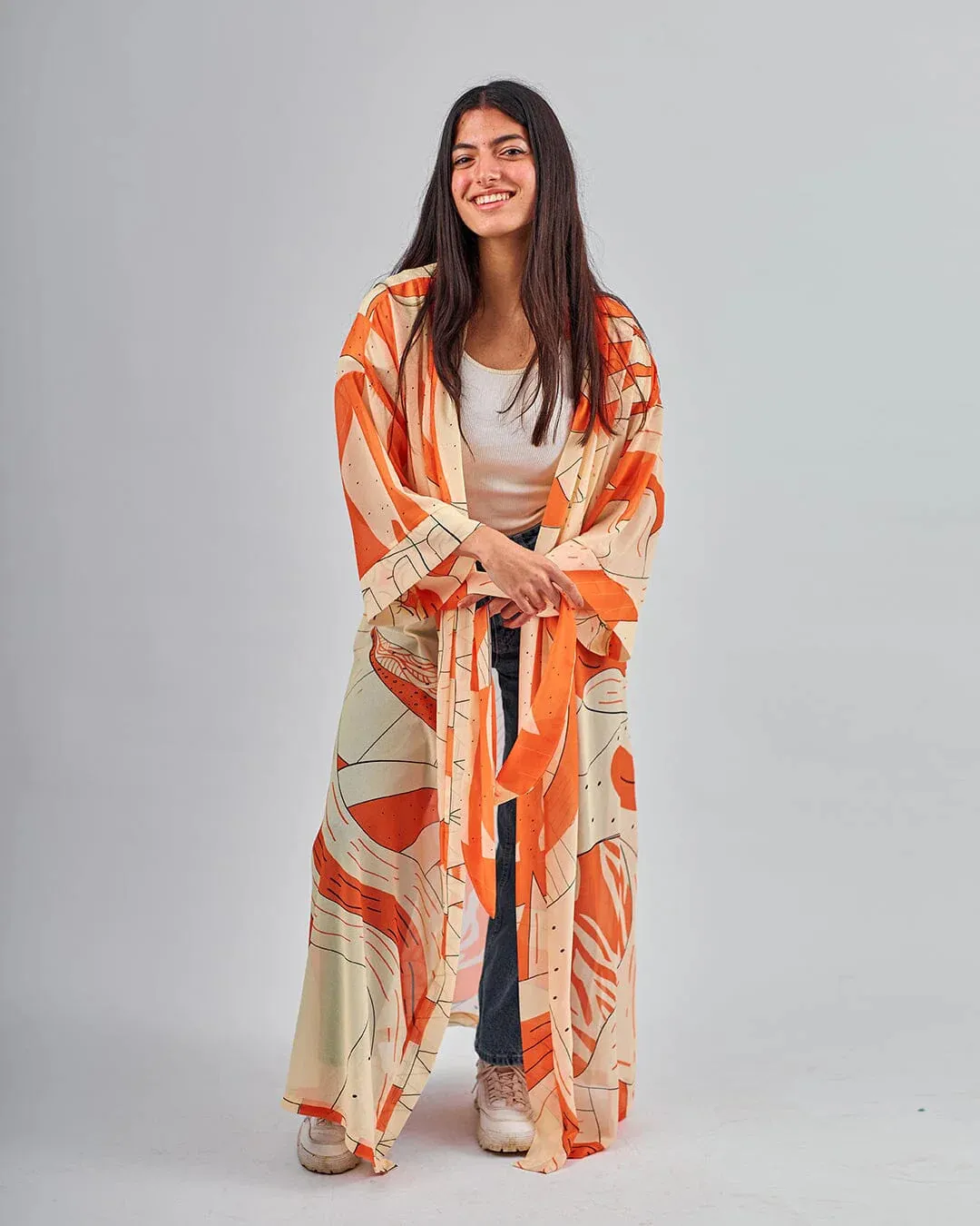 Orange Balloon - Chiffon Kimono - The Makeovr