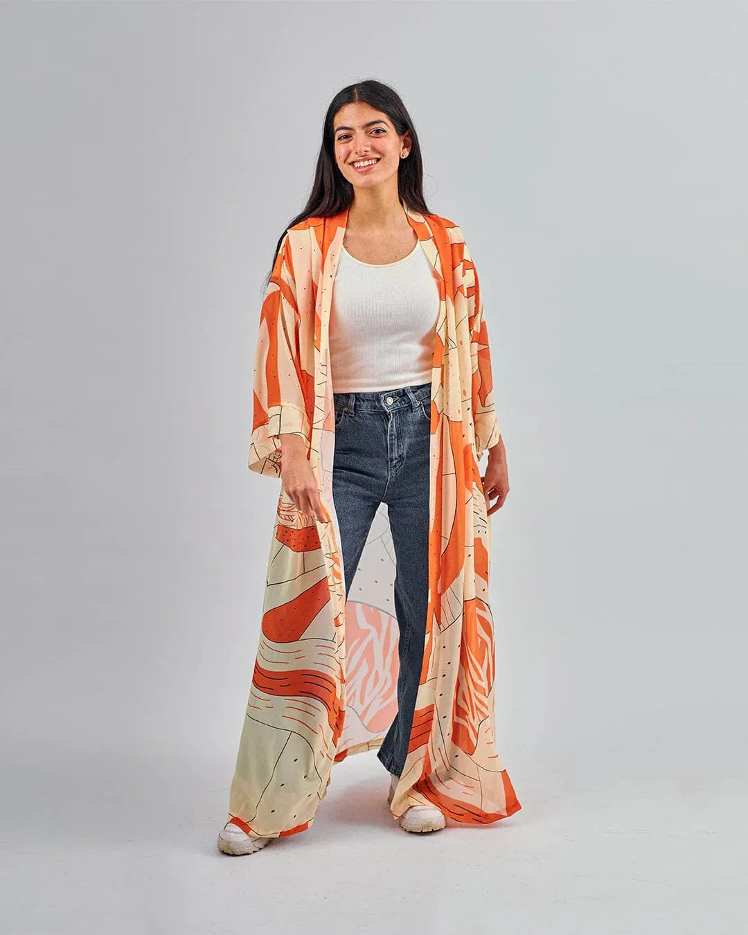 Orange Balloon - Chiffon Kimono - The Makeovr