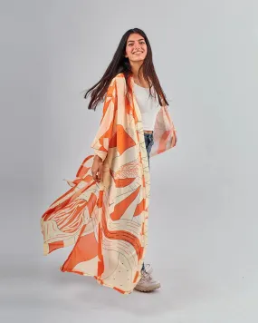 Orange Balloon - Chiffon Kimono - The Makeovr