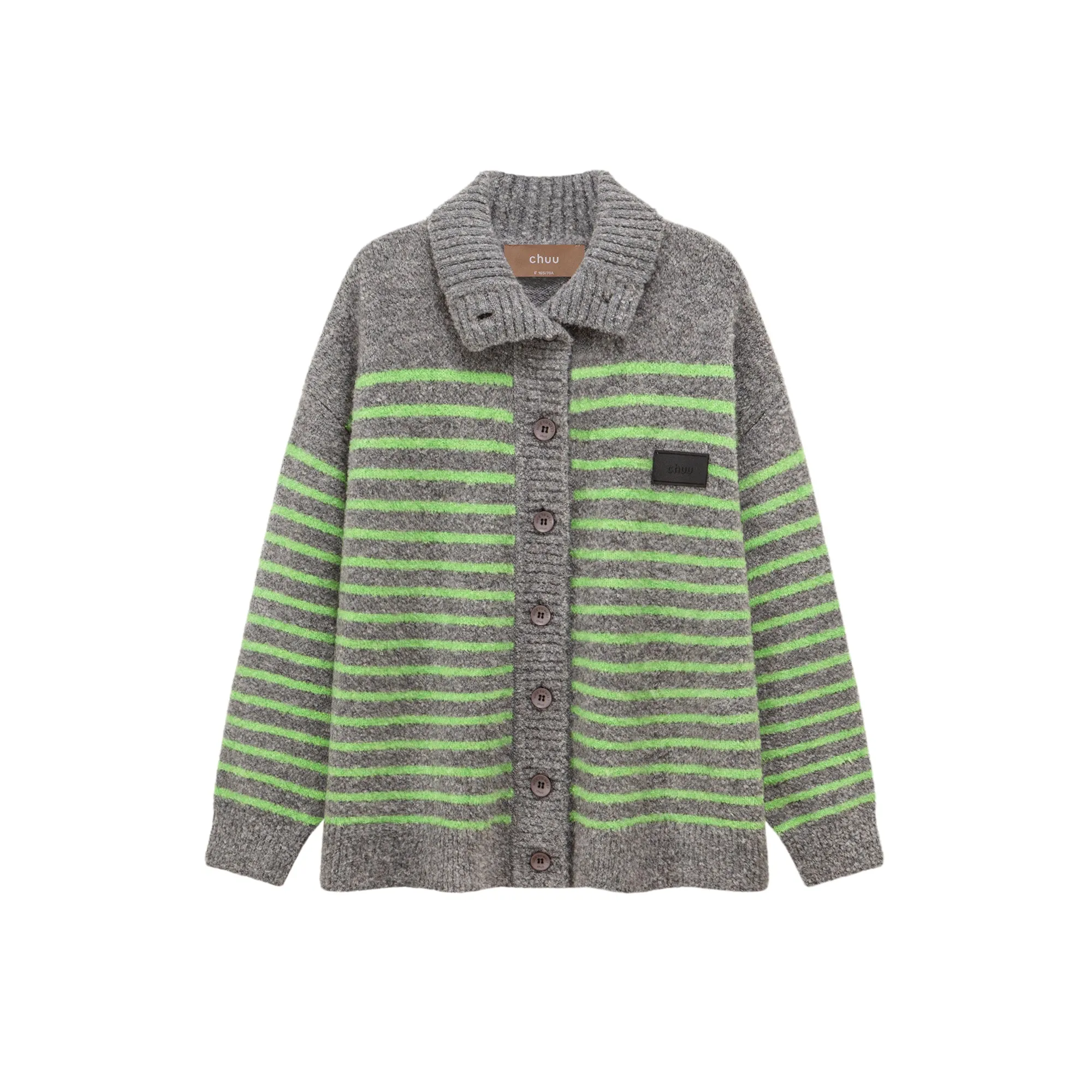 Oversized Cosy Button Striped Cardigan