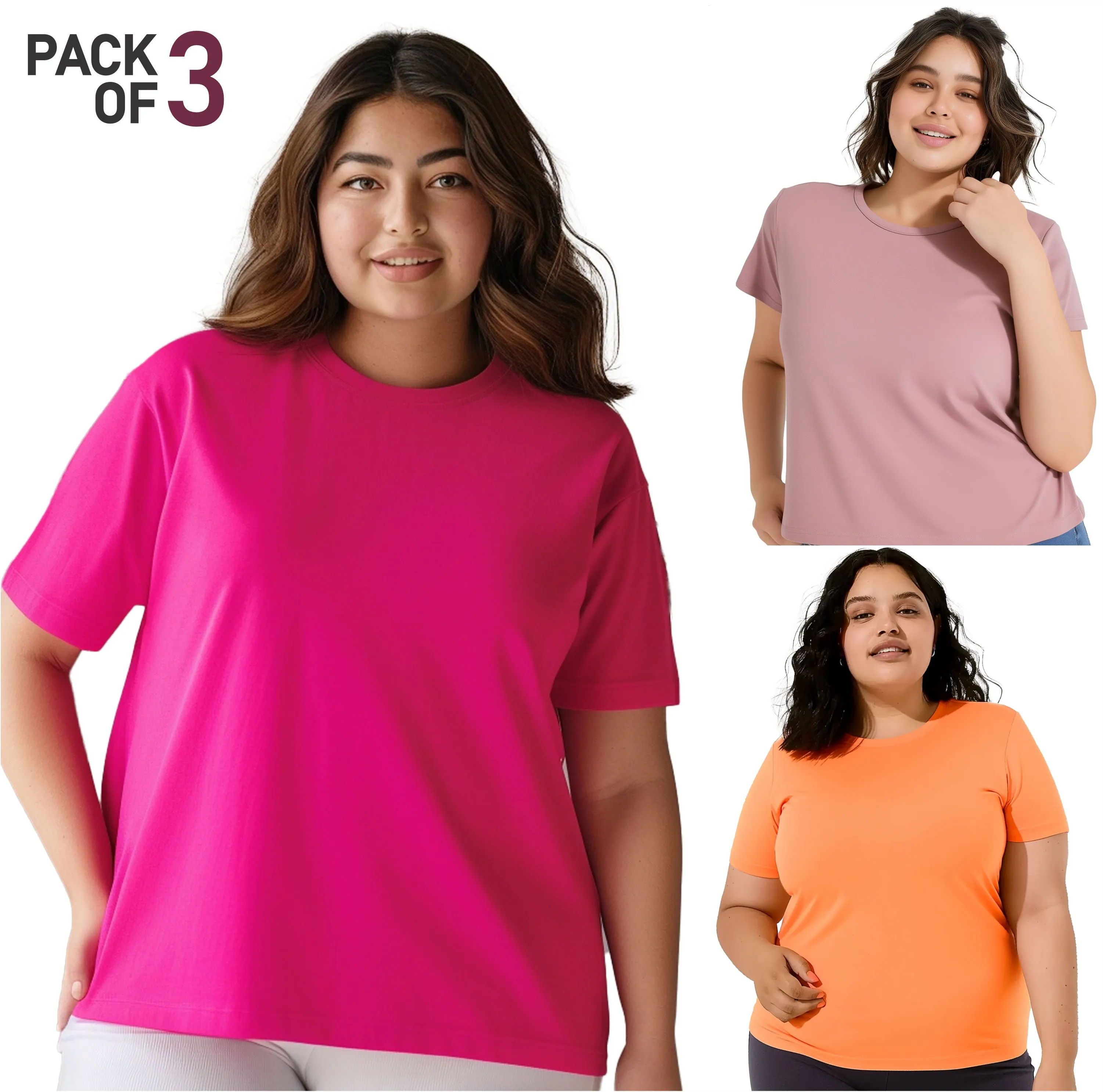 Pack of 3 Plus size Women Tees