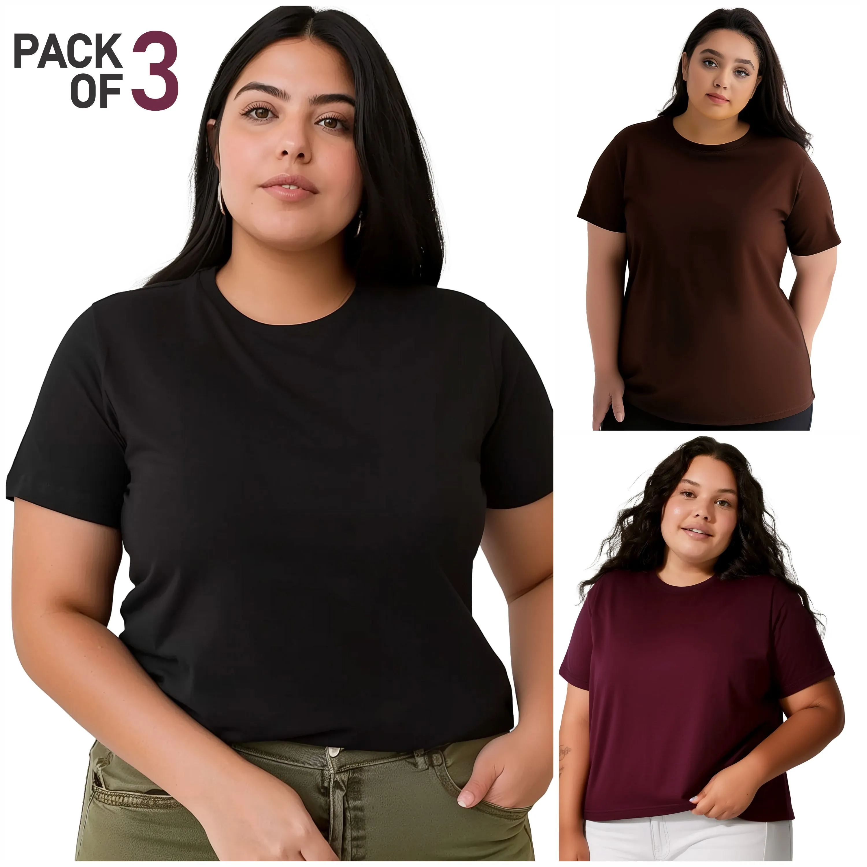 Pack of 3 Plus size Women Tees