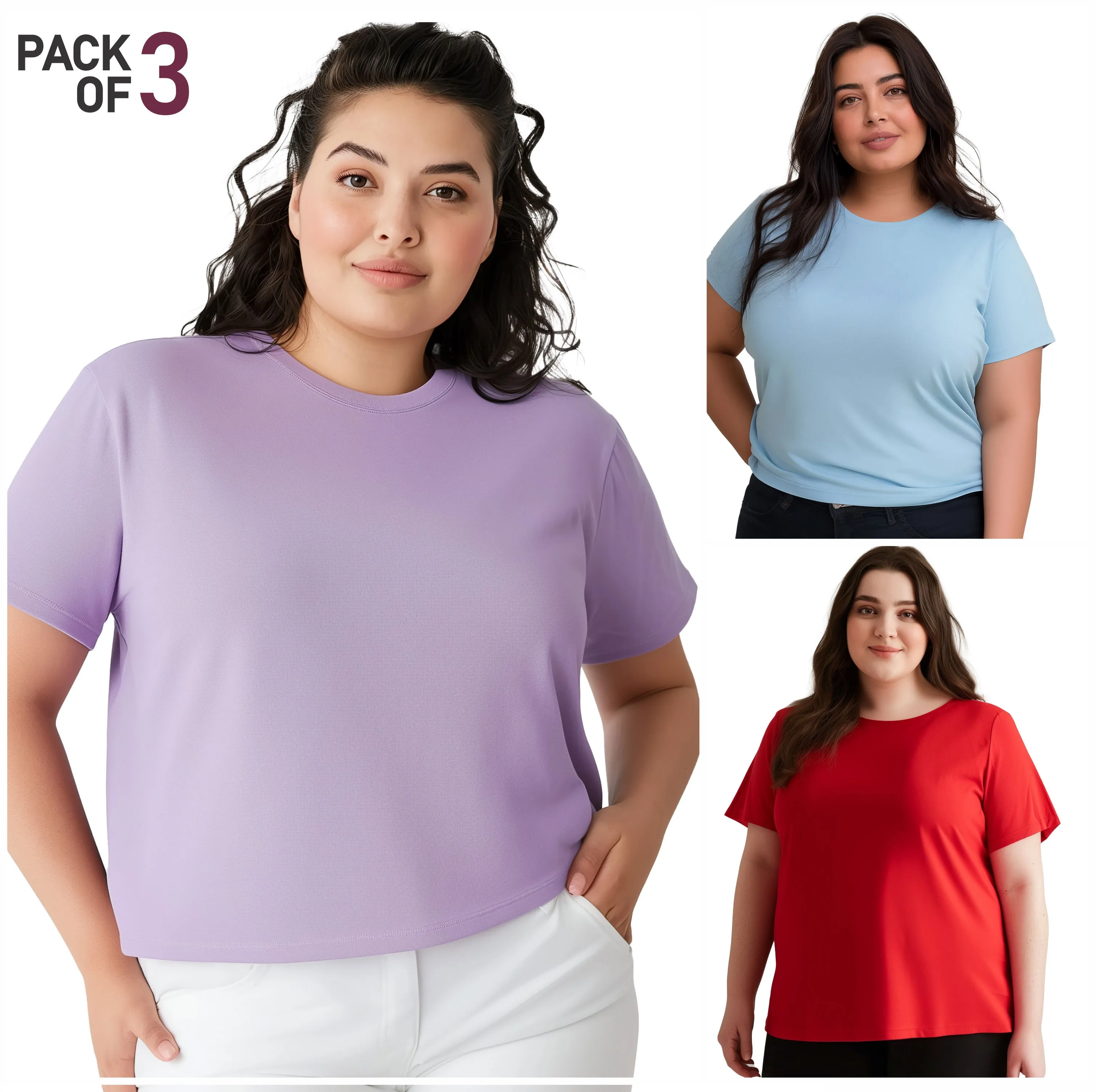 Pack of 3 Plus size Women Tees