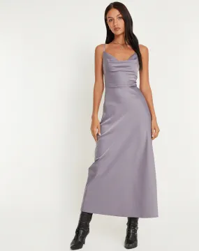 Palasha Midaxi Dress in Satin Grey Ridge