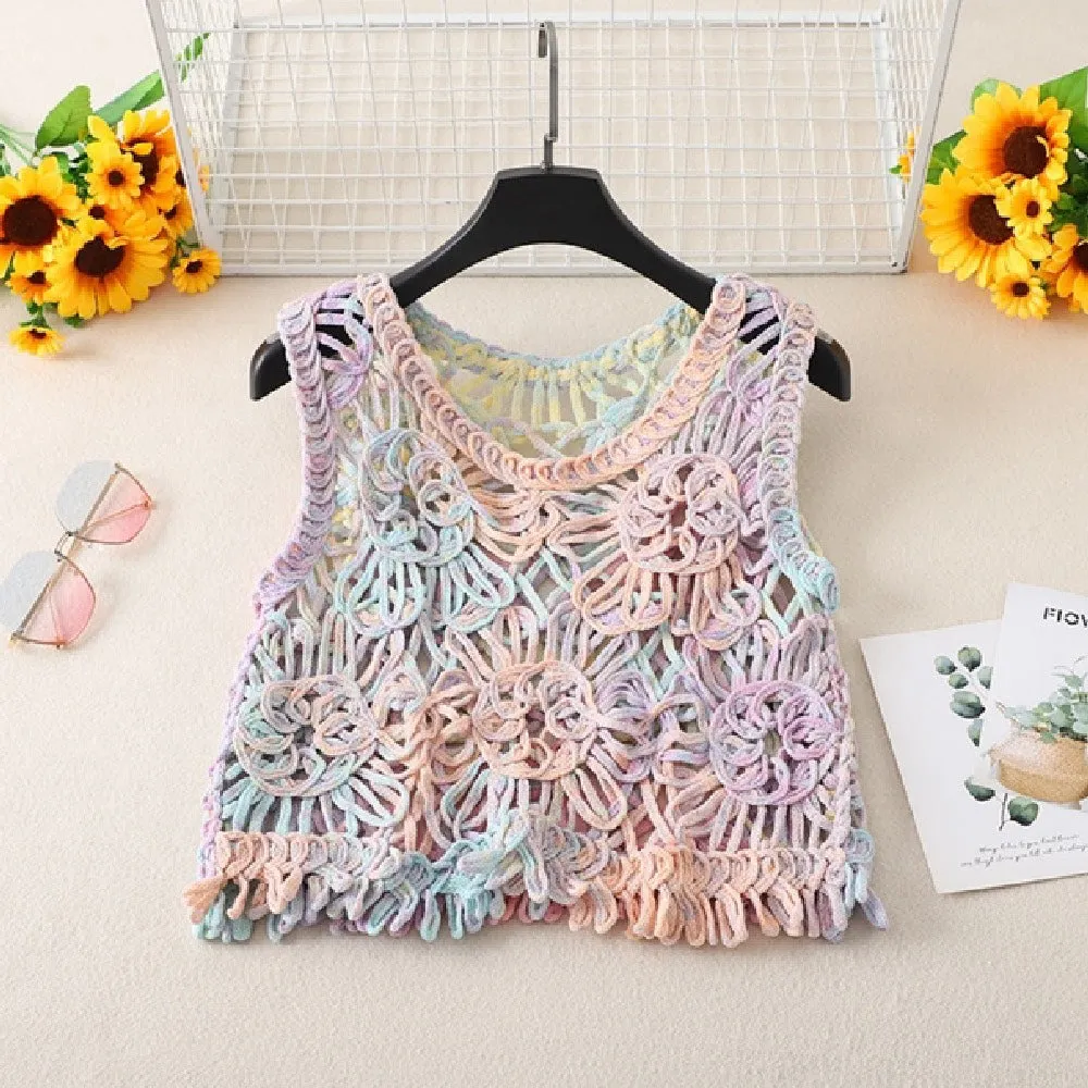 Pastel Rainbow Crochet Tank Top