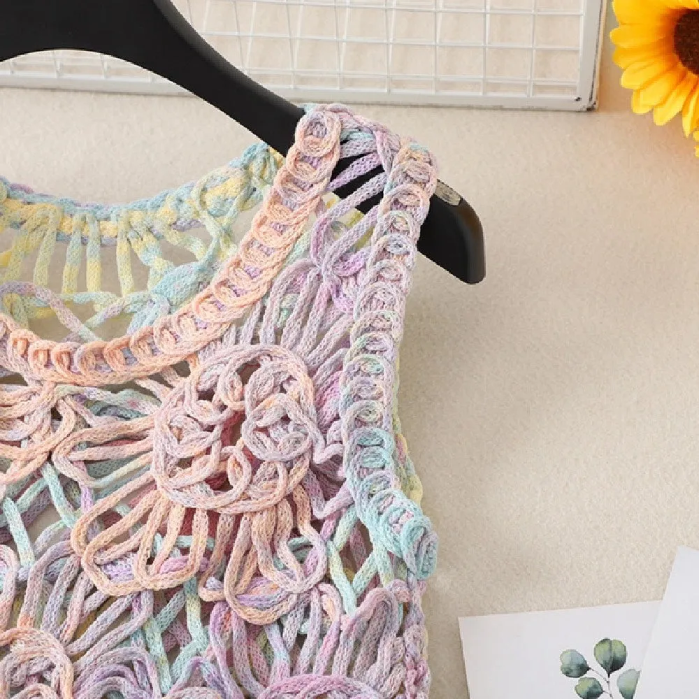 Pastel Rainbow Crochet Tank Top