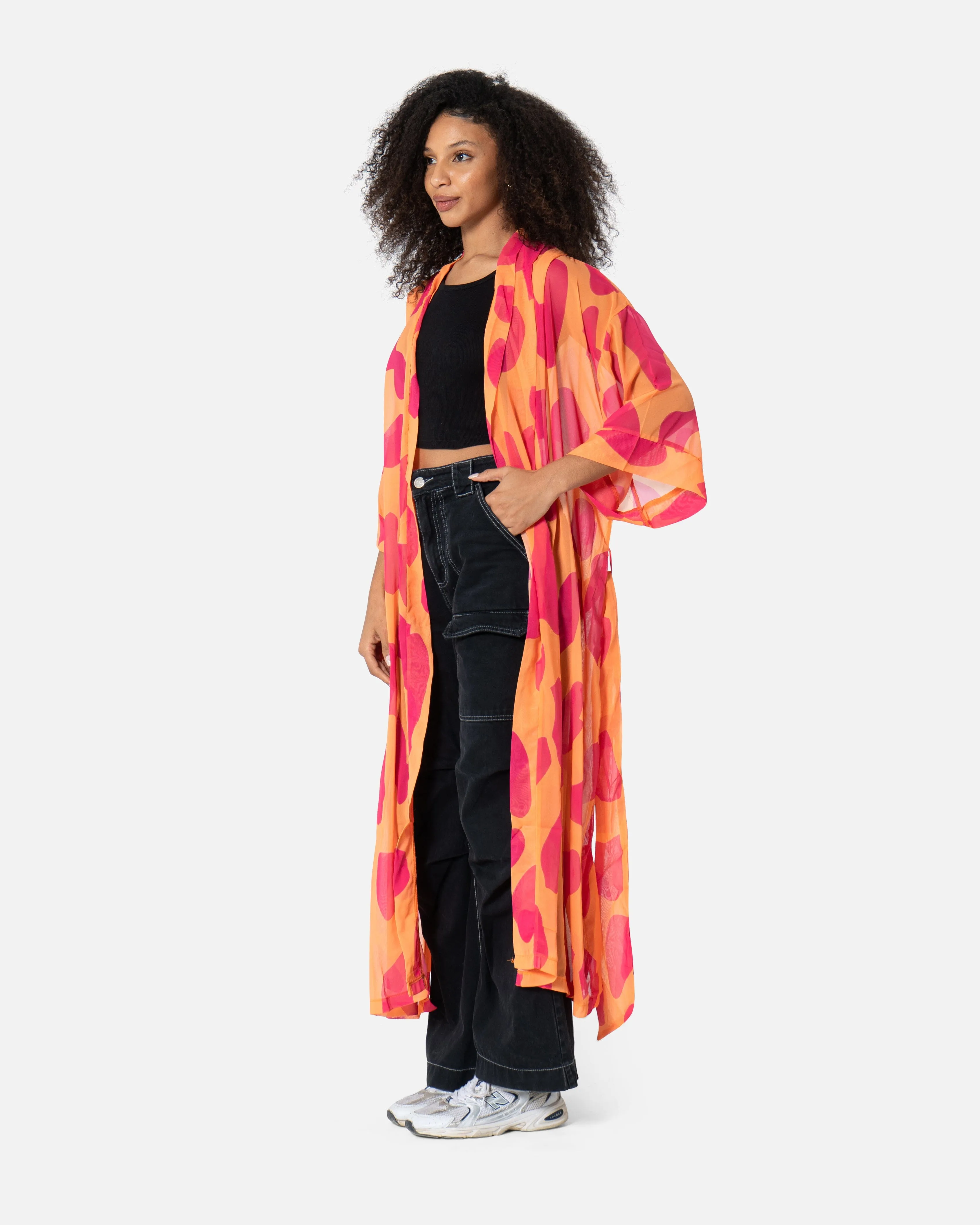 Pink Giraffe - Chiffon Kimono - The Makeovr