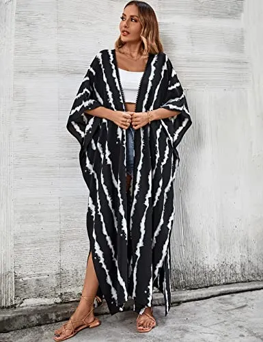 Plus Size Tie-Dye Kimono Cover Up: Women's Swimsuit