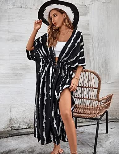 Plus Size Tie-Dye Kimono Cover Up: Women's Swimsuit