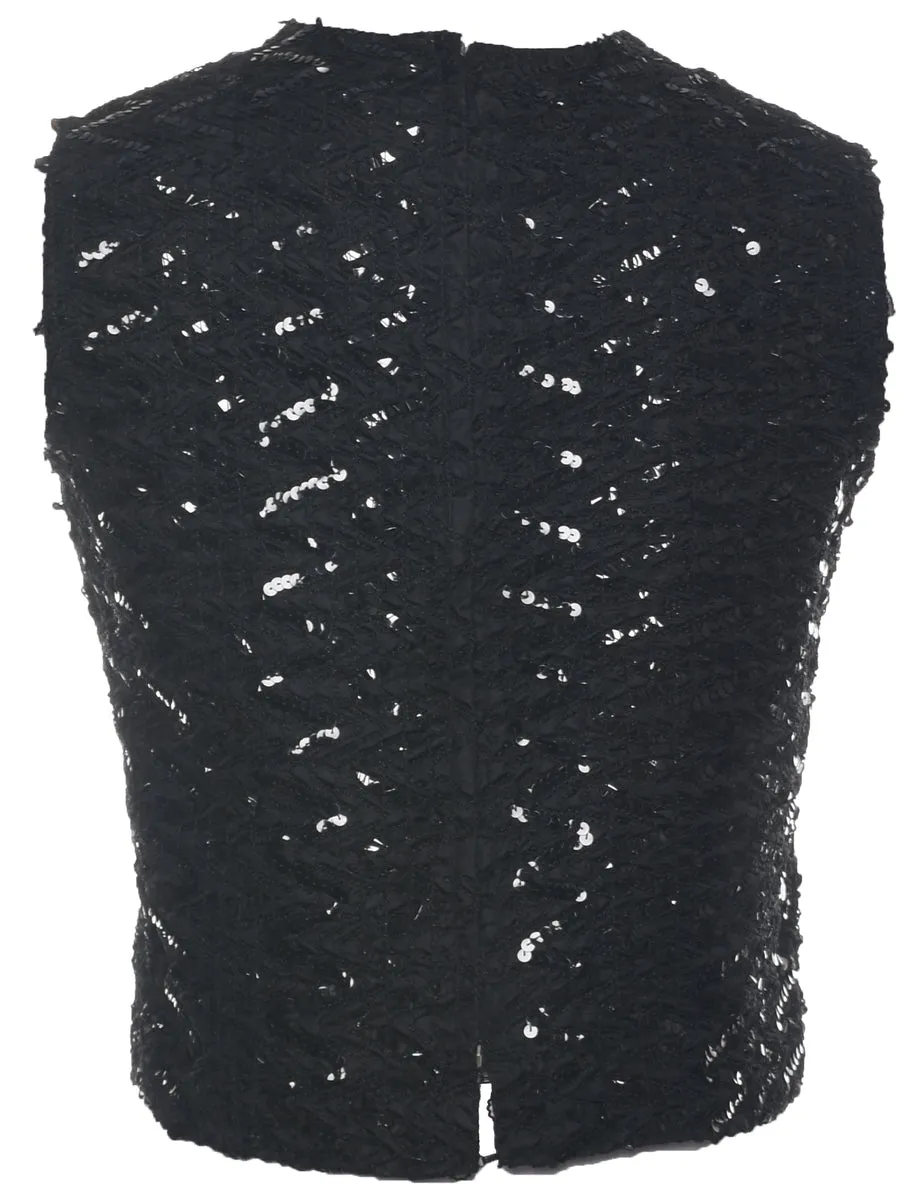 Sequined Black Party Top - M