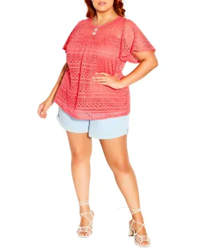 Serenity Coral Crochet Boho Top | Coral