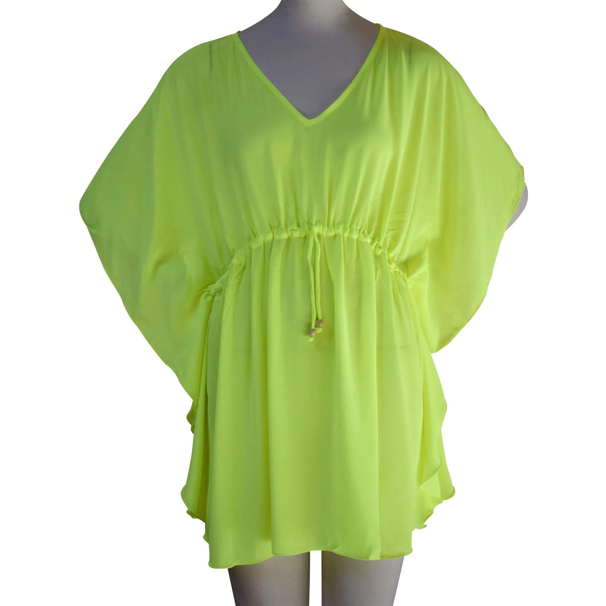 Solid Color Women's V-neck Waist Strap Beach Cover-up