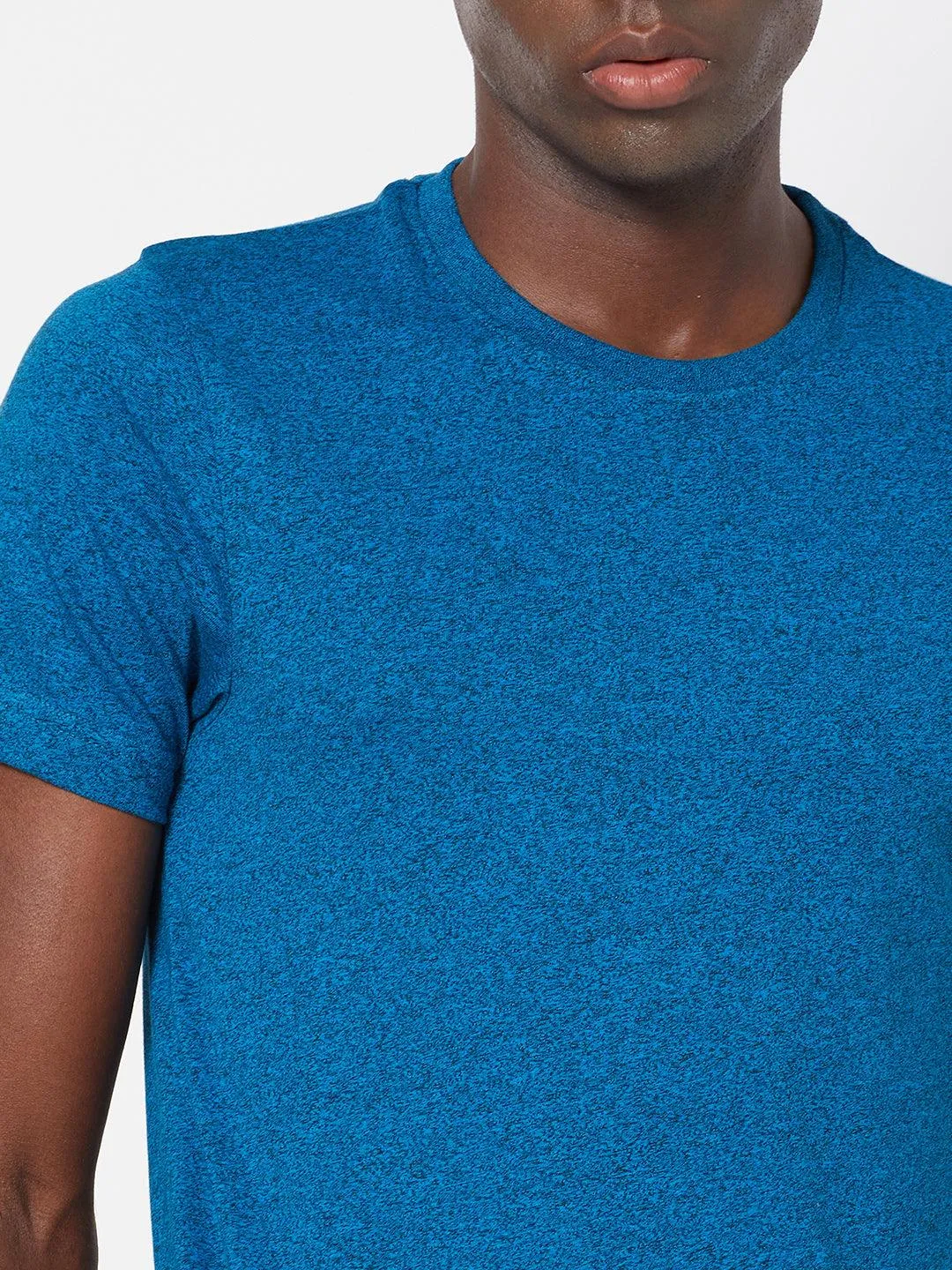 Sporto Men's Round Neck Cotton Tee - Blue Jaspe