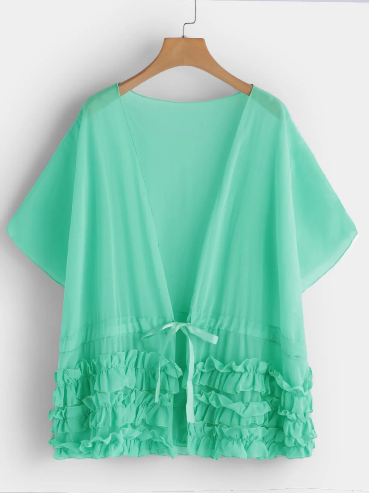 Wholesale Pleated See Through Self-Tie Beach Top