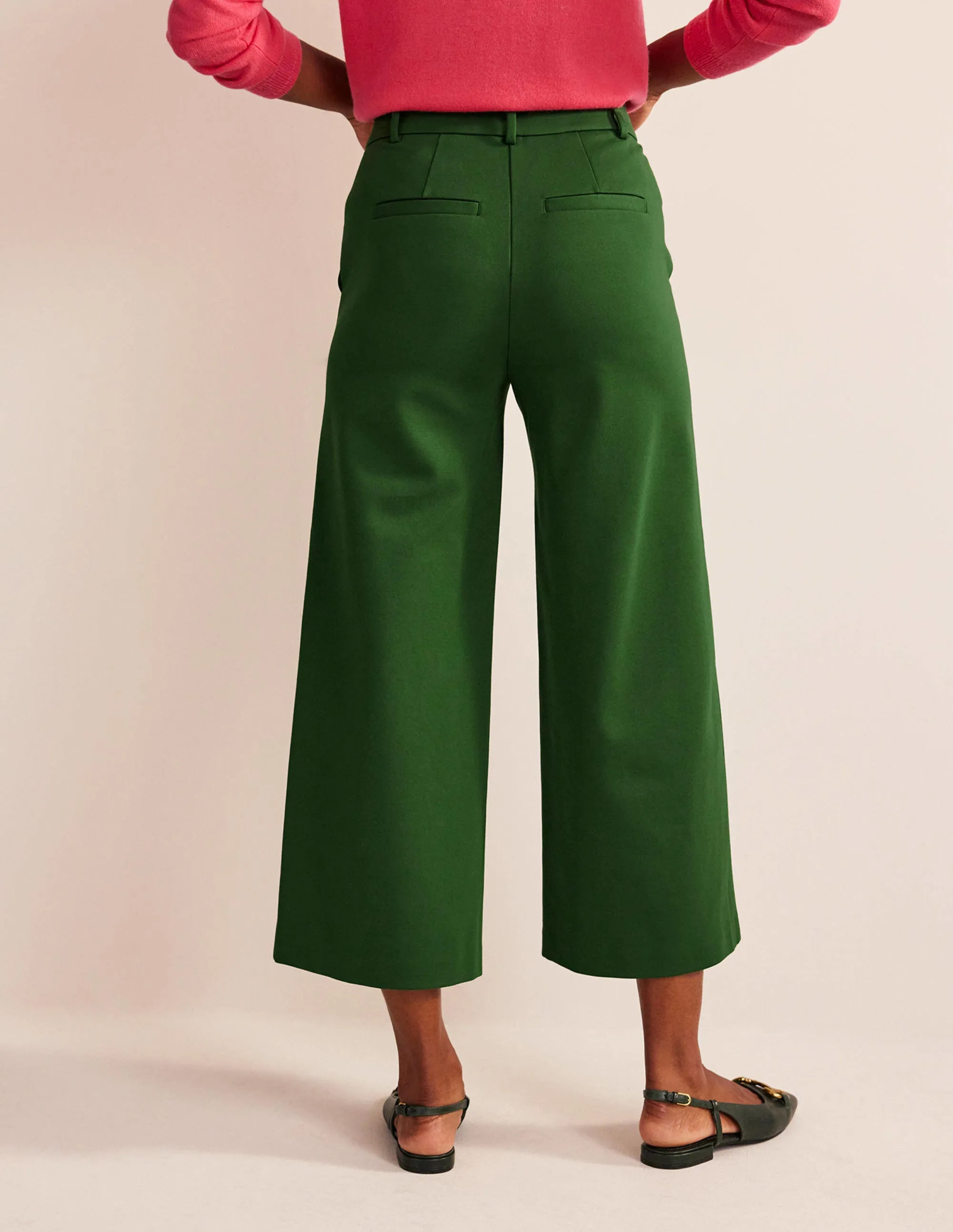 Wide-Leg Ponte Culottes-Winter Green