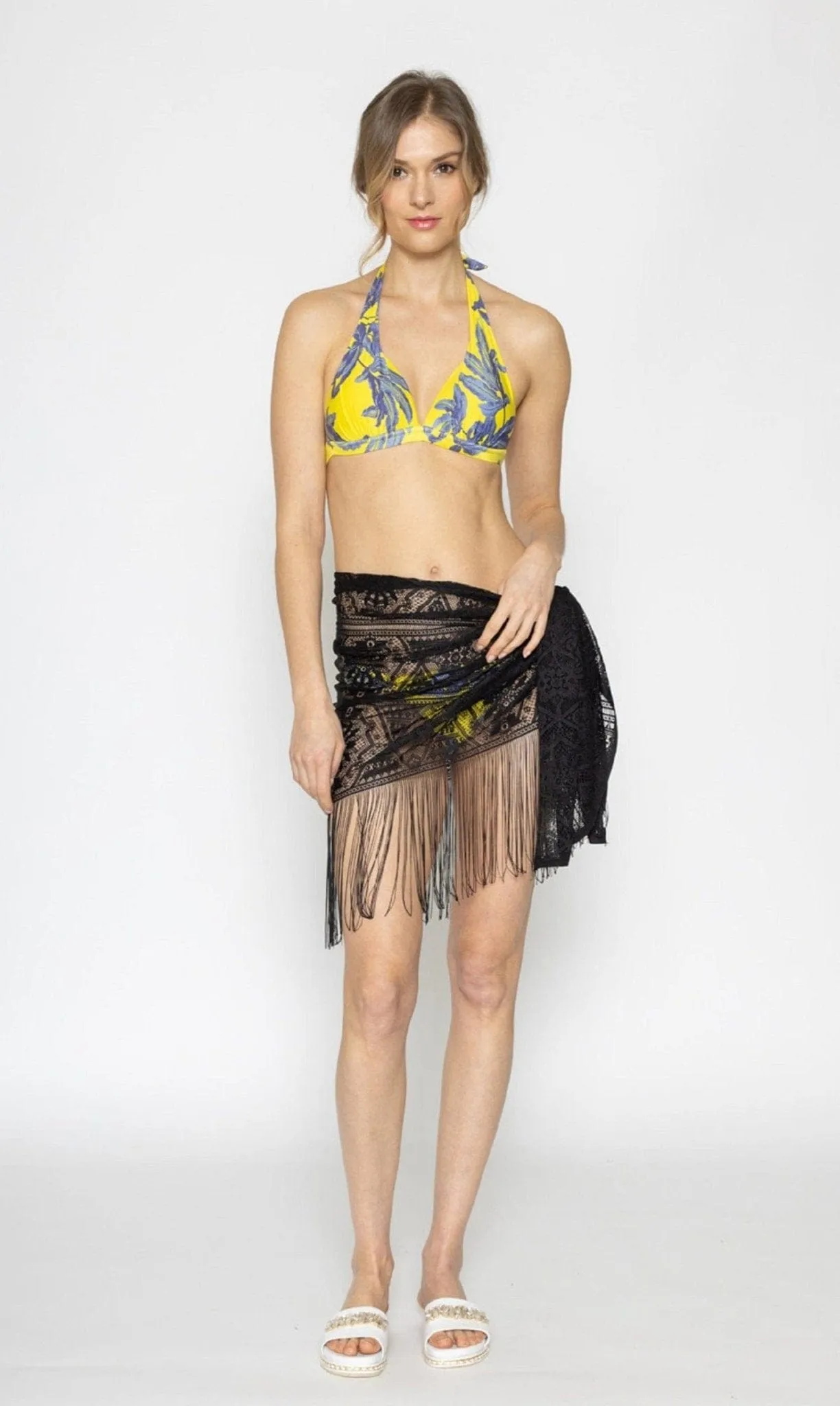 WLS210174 Stacy Mesh Fringe Sarong