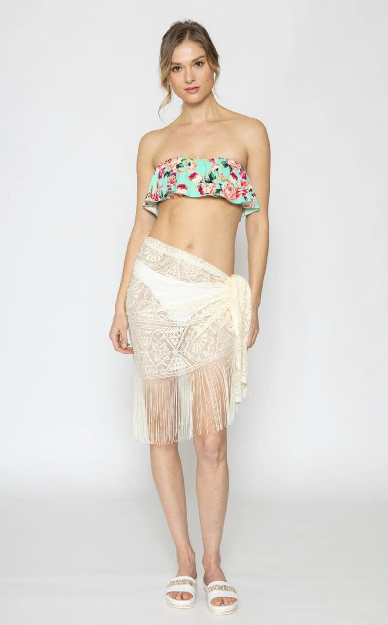 WLS210174 Stacy Mesh Fringe Sarong