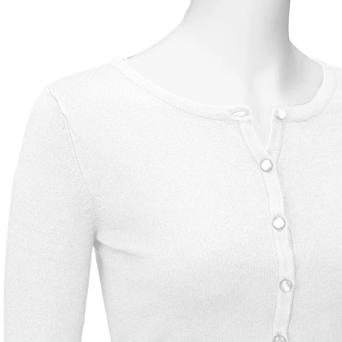 YEMAK Women's Long Sleeve Crewneck Cropped Button Down Cardigan Sweater MK5502 (S-XL)